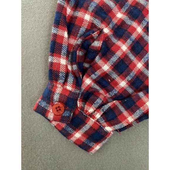 Vintage Shirt Girls Medium Red Blue Button Up Flannel Dead Stock 90s‎ 955 Kids - Picture 11 of 16
